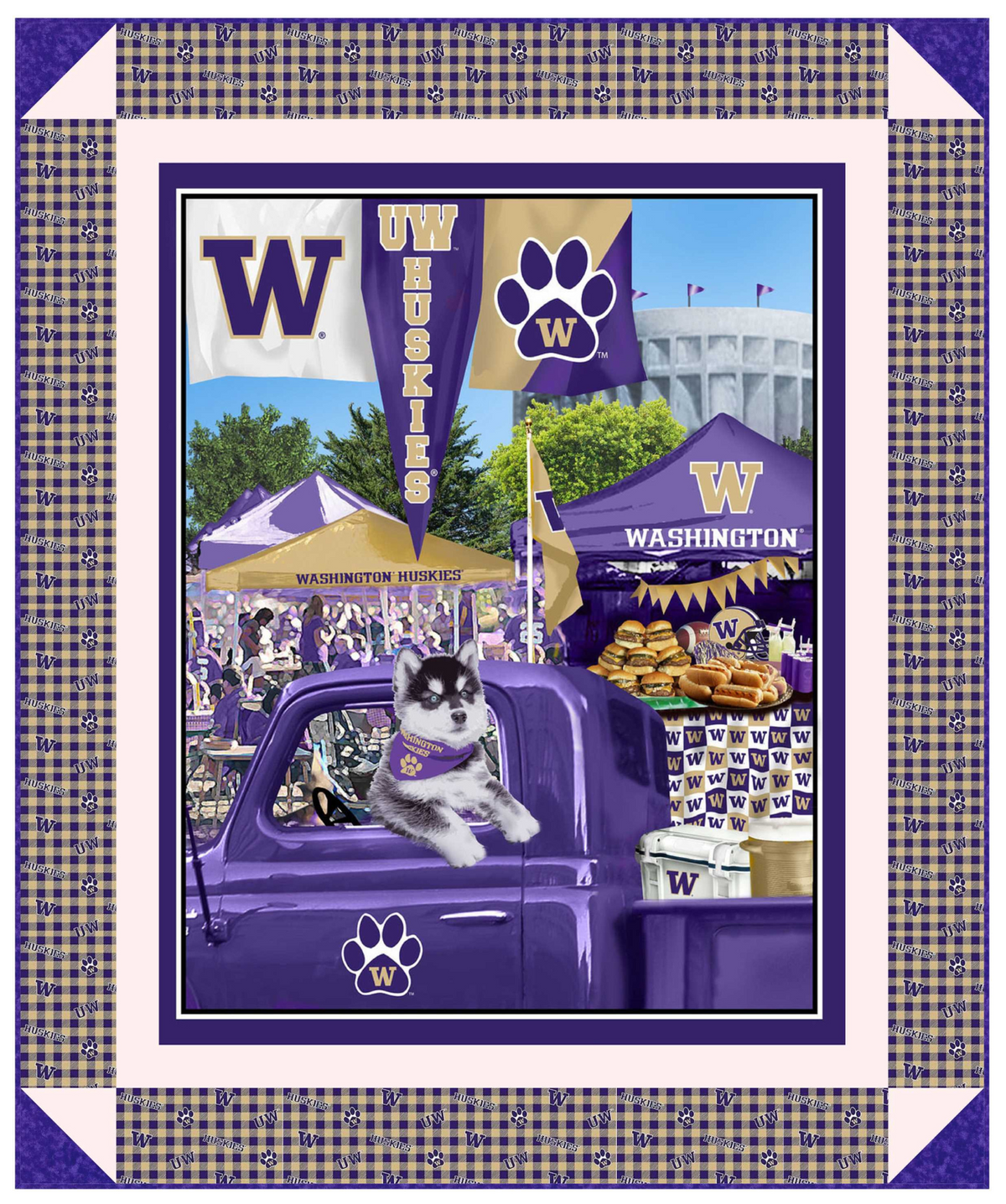 Washington Huskies - Tailgate Panel - Quilt Kit | Batting Included