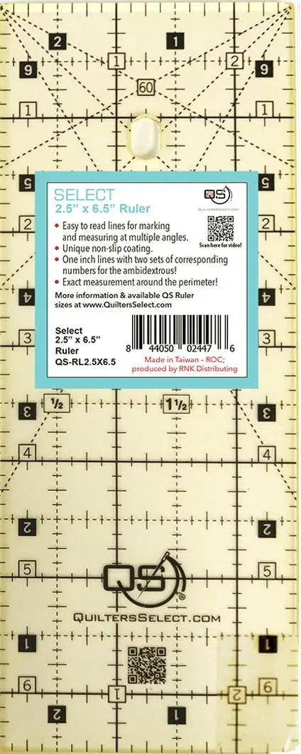 Quilters Select 2.5" x 6.5" Non-Slip Ruler