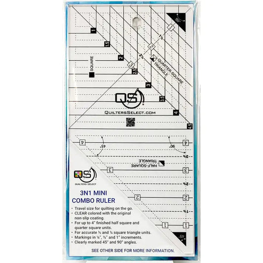 Quilters Select Crystal Clear 3N1 Mini Ruler