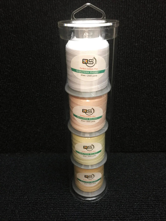 Quilters Select Thread - Tube of 4 colors 2500 YD - WHITE PORCELA SHALE SUGAR COOKIE