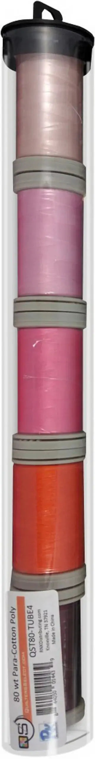 Quilters Select Tube with - Tube of 5 colors 400M - PALE PEACH LIGHT PINK ROSETTA ORANGE CABERNET