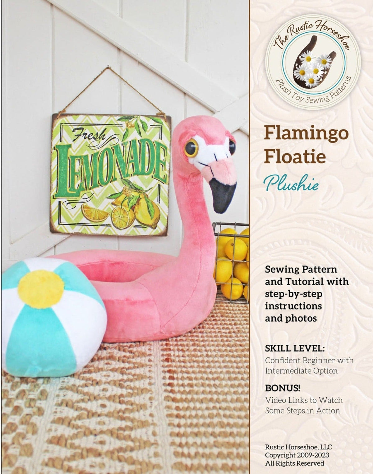 Flamingo Floatie Soft Toy Pattern