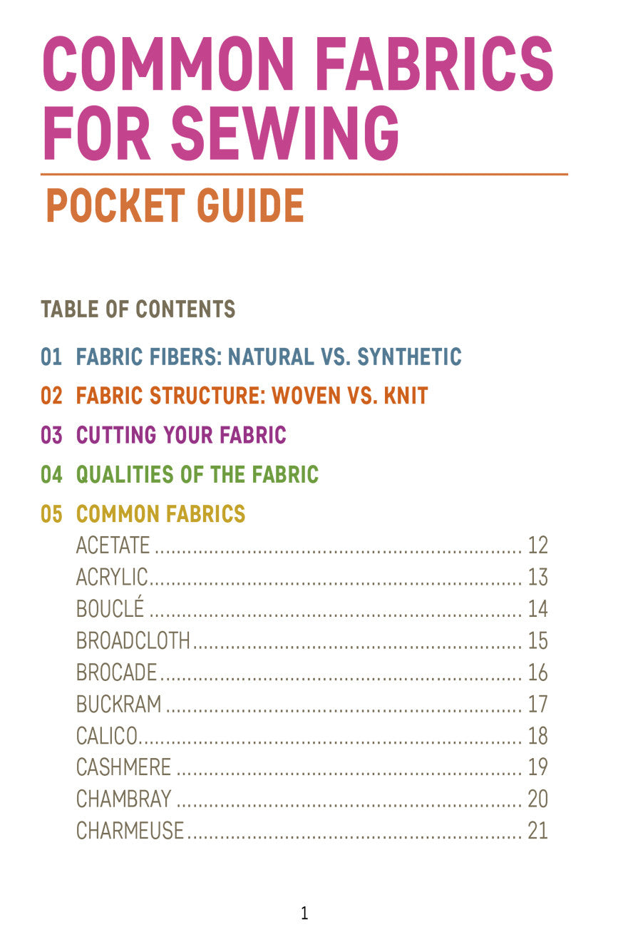 Common Fabrics for Sewing Book