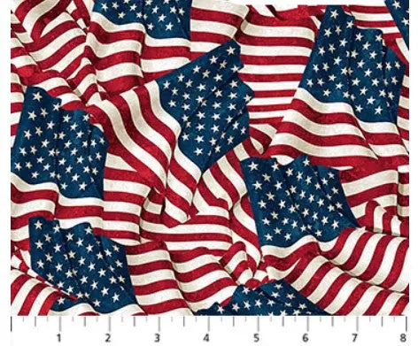 Red White And Blue Stars And Stripes Cotton Wideback Fabric per yard