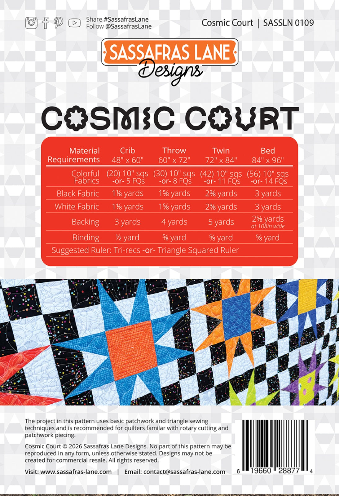 Cosmic Court Quilt Pattern