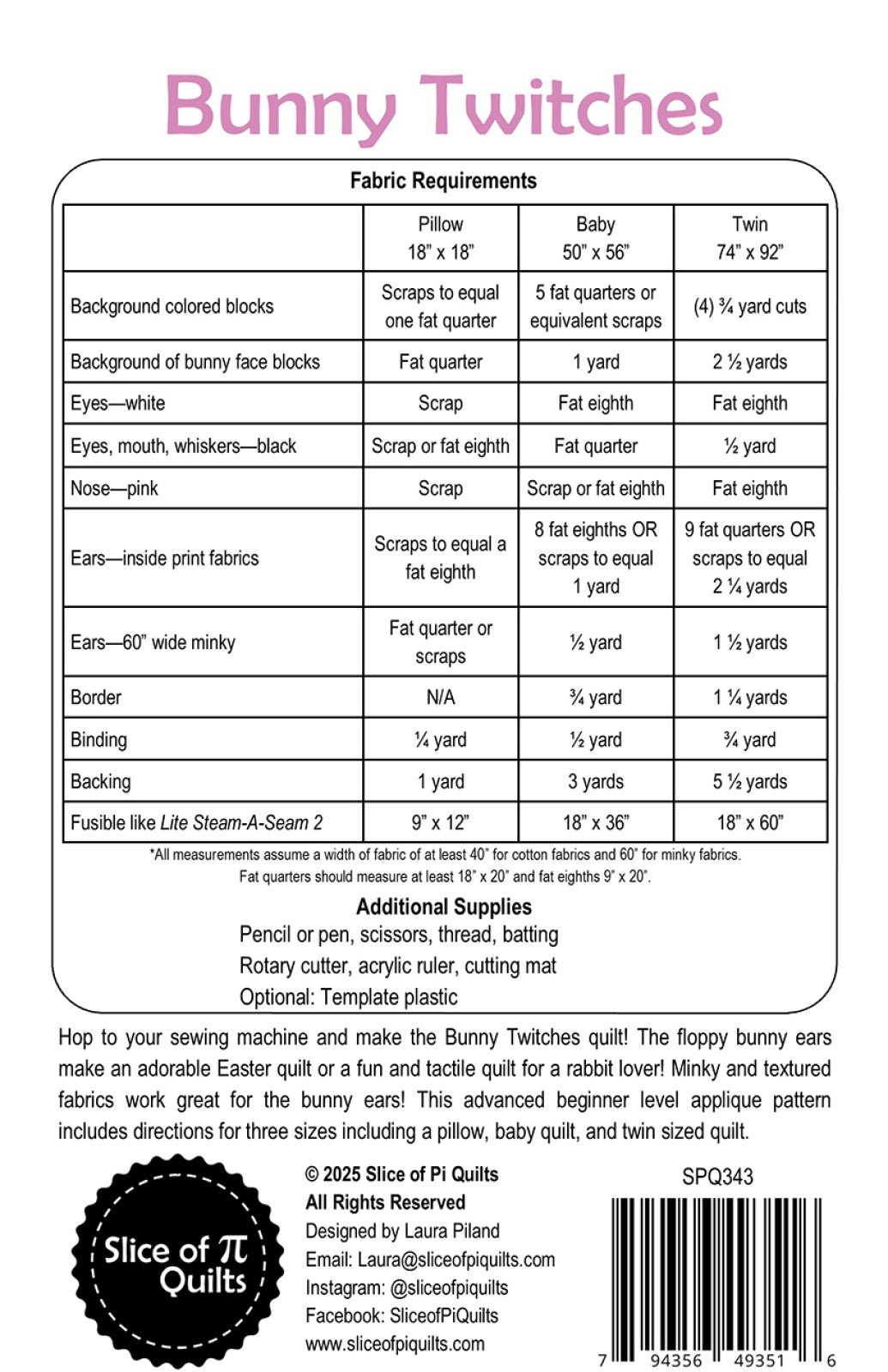 Bunny Twitches Quilt Pattern