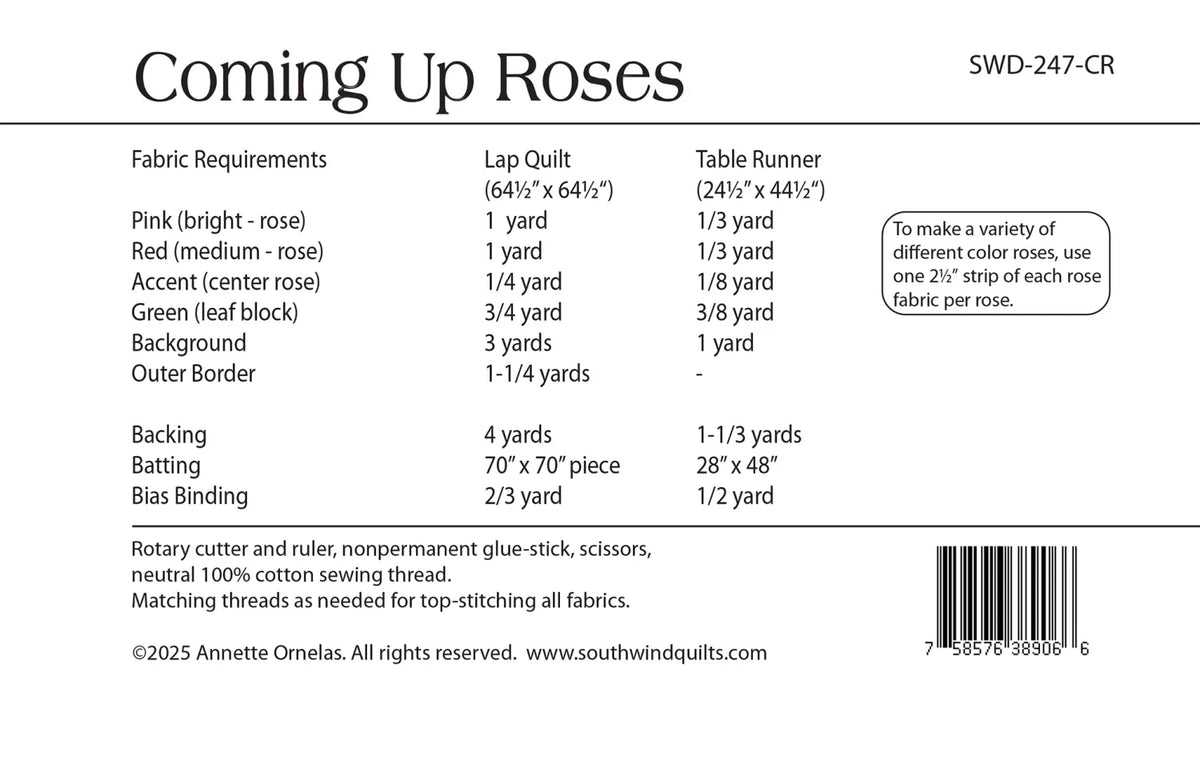 Coming Up Roses Quilt Pattern