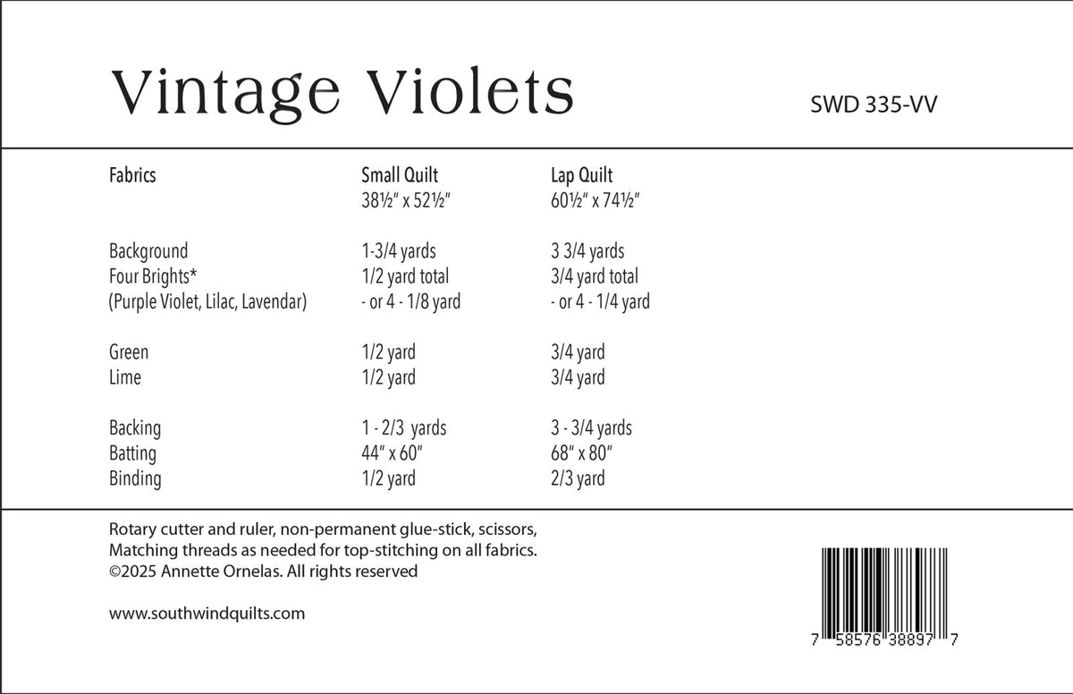 Vintage Violets Quilt Pattern