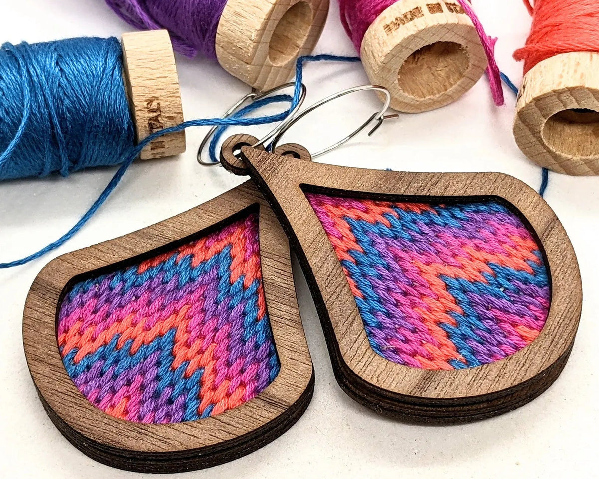 Shimmer Bargello Earrings Walnut