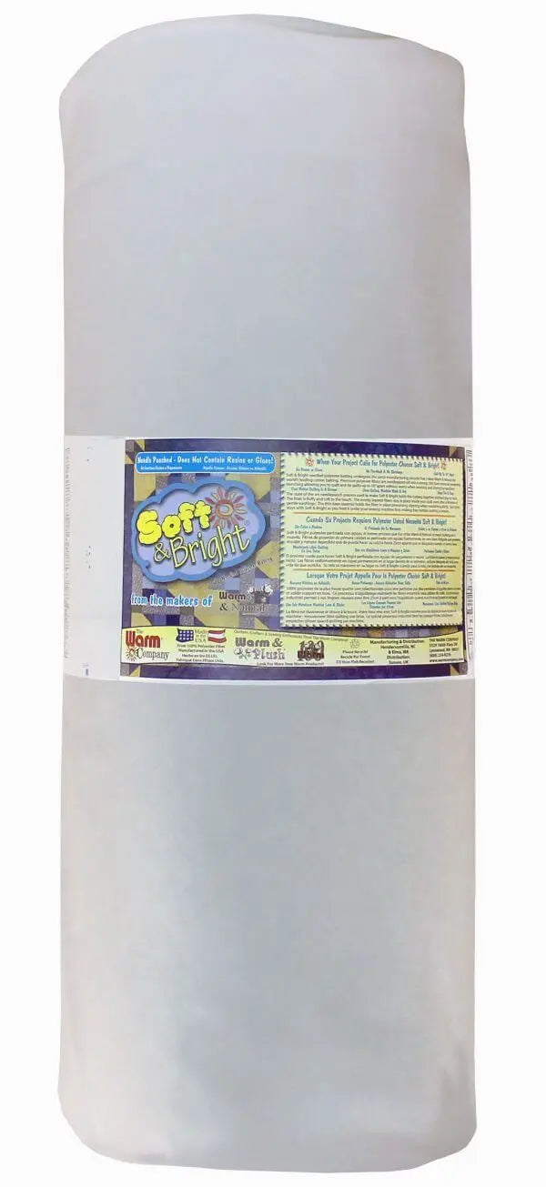 Soft & Bright 45" x 50 YD Batting - Premium Polyester Batting for Quilting