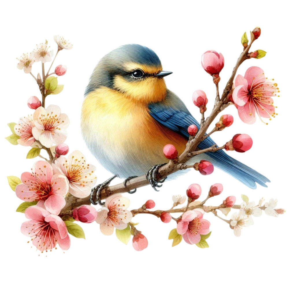 Spring Birds and Flowers Fabric Panel 14