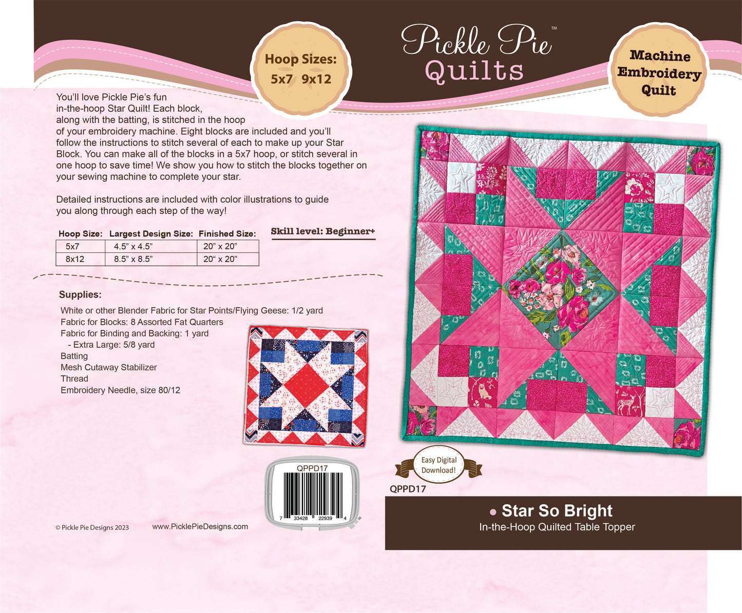 Star so Bright In-the-hoop Quilt Block Embroidery Design Set