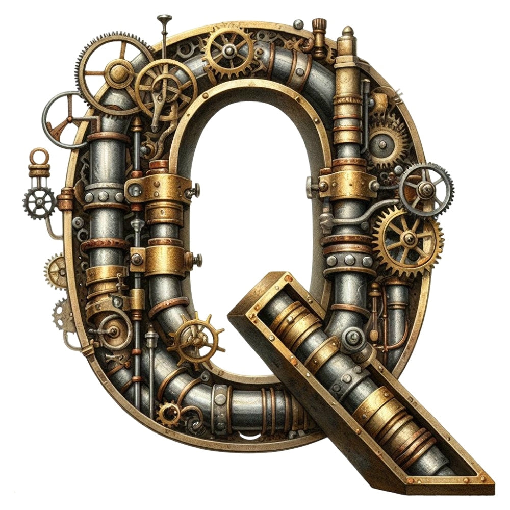 Steampunk Letter Q Fabric Panel