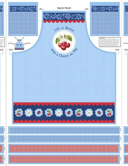 Sweet Cherry - Apron Panel Multi Cotton 44"/45" Fabric Per Yard