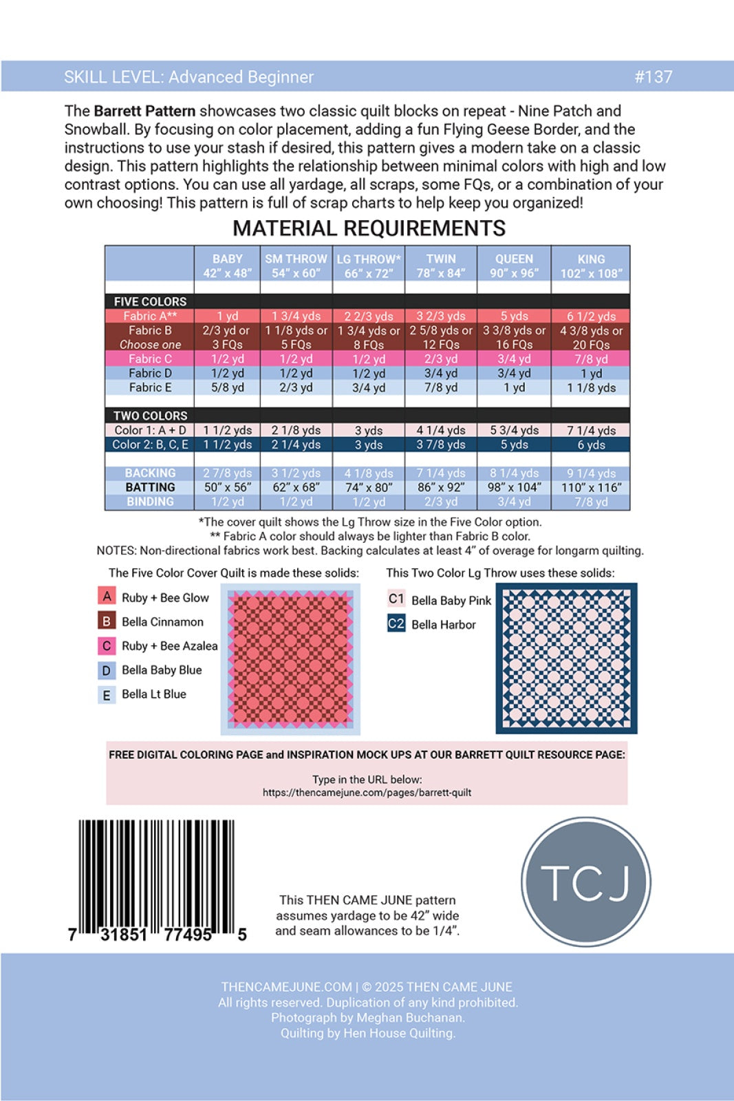 Barrett Quilt Pattern