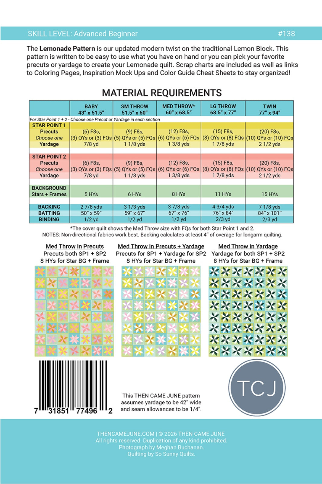Lemonade Quilt Pattern