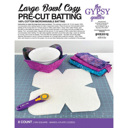 Gypsy Quilter, Bowl Cozy Pre-Cut Batting - 8ct