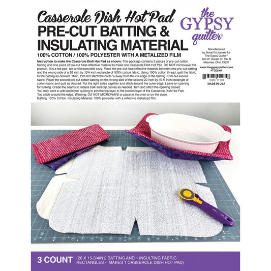 Gypsy Quilter, Casserole Dish Hot Pad Pre-Cut Batting - 3ct