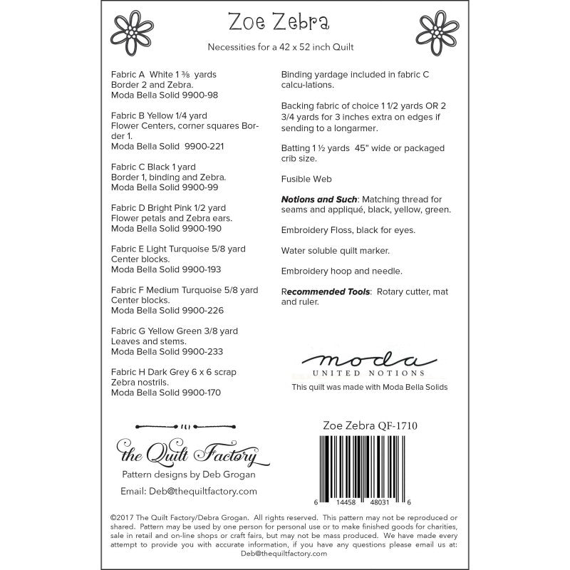 Zoe Zebra Quilt Pattern