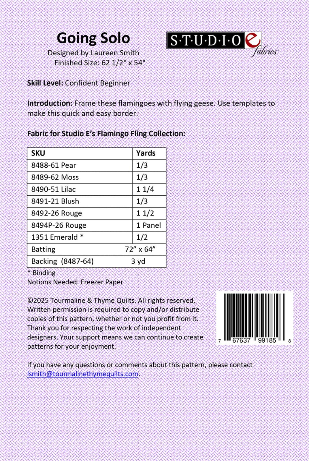 Going Solo Quilt Pattern