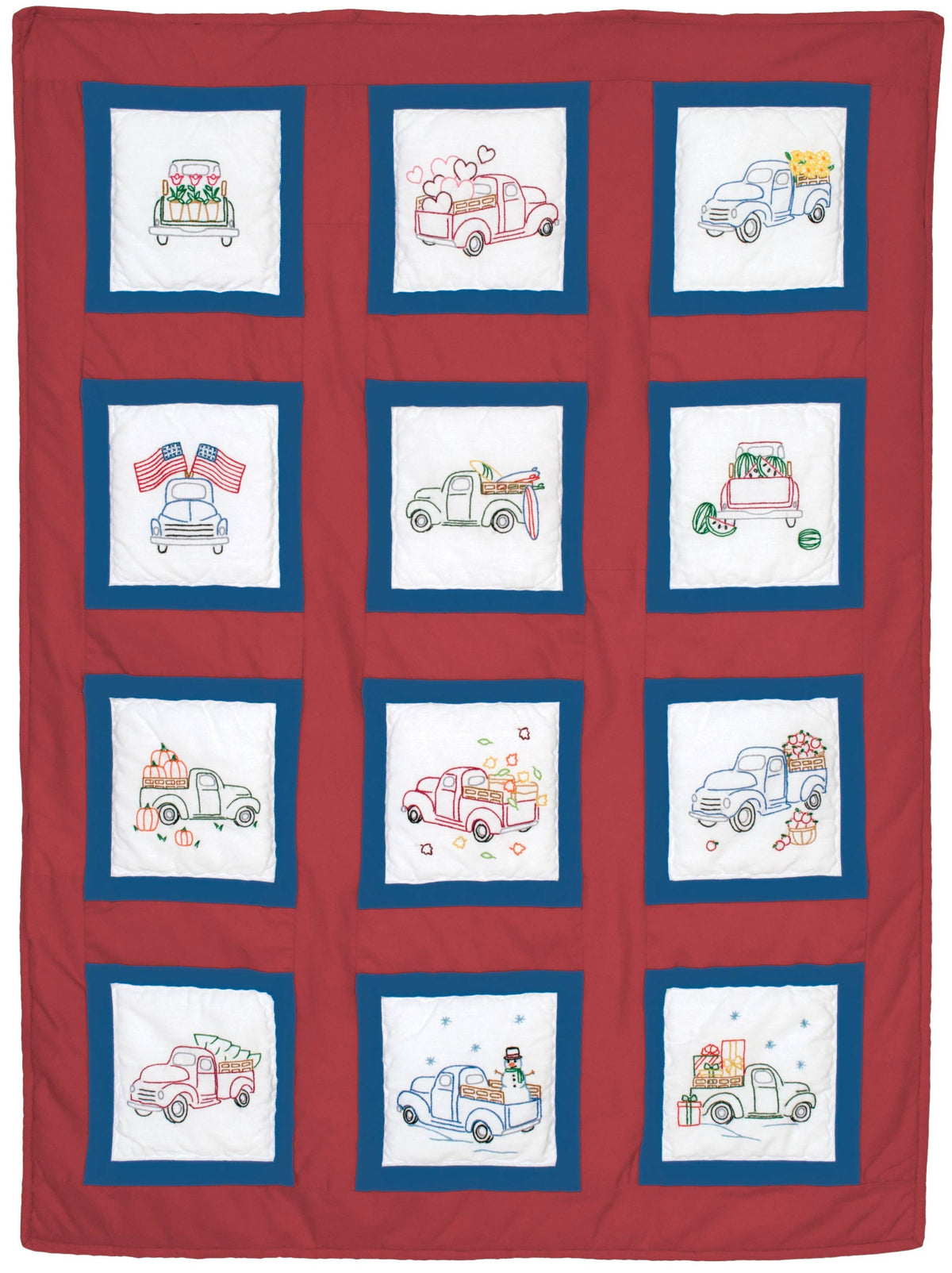 Trucks For All Seasons 9in Theme Quilt Blocks