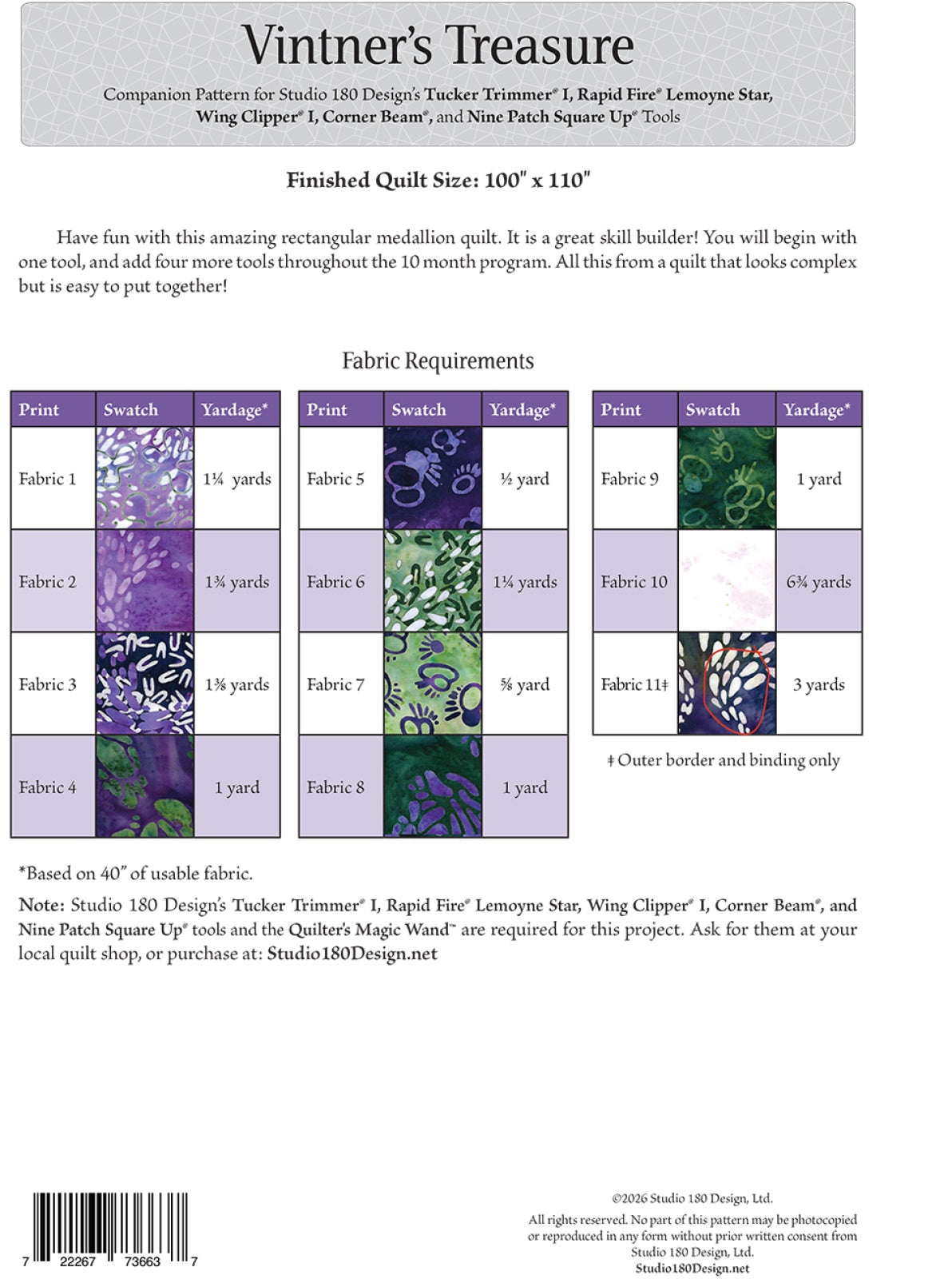 Vintner's Treasure Quilt Pattern