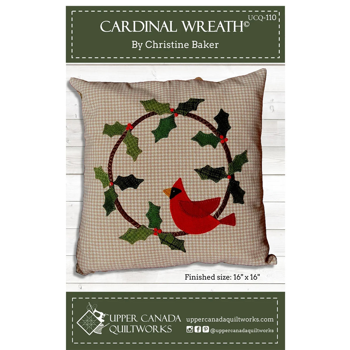 Cardinal Wreath Pillow Pattern