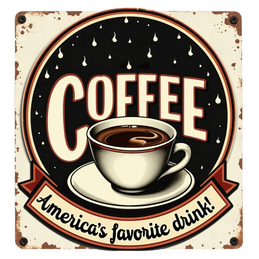 Vintage Coffee Signs Fabric Panel 13