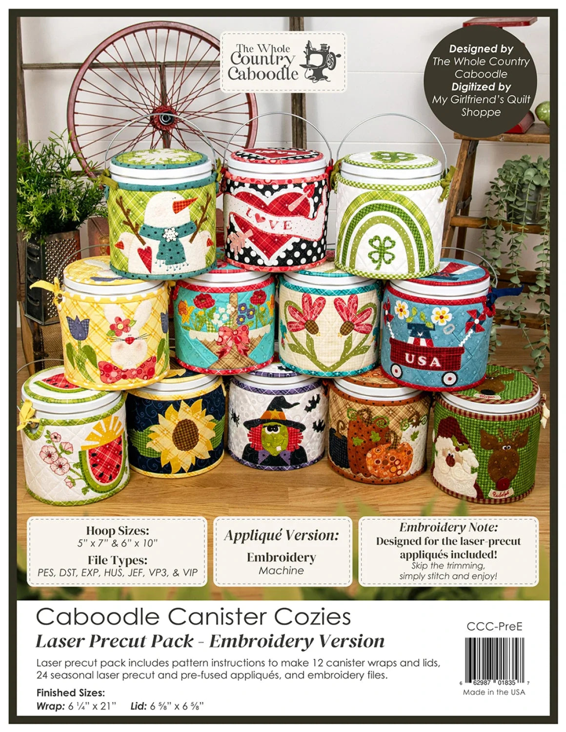 Caboodle Canister Cozies Laser Precut Pack - Embroidery Version