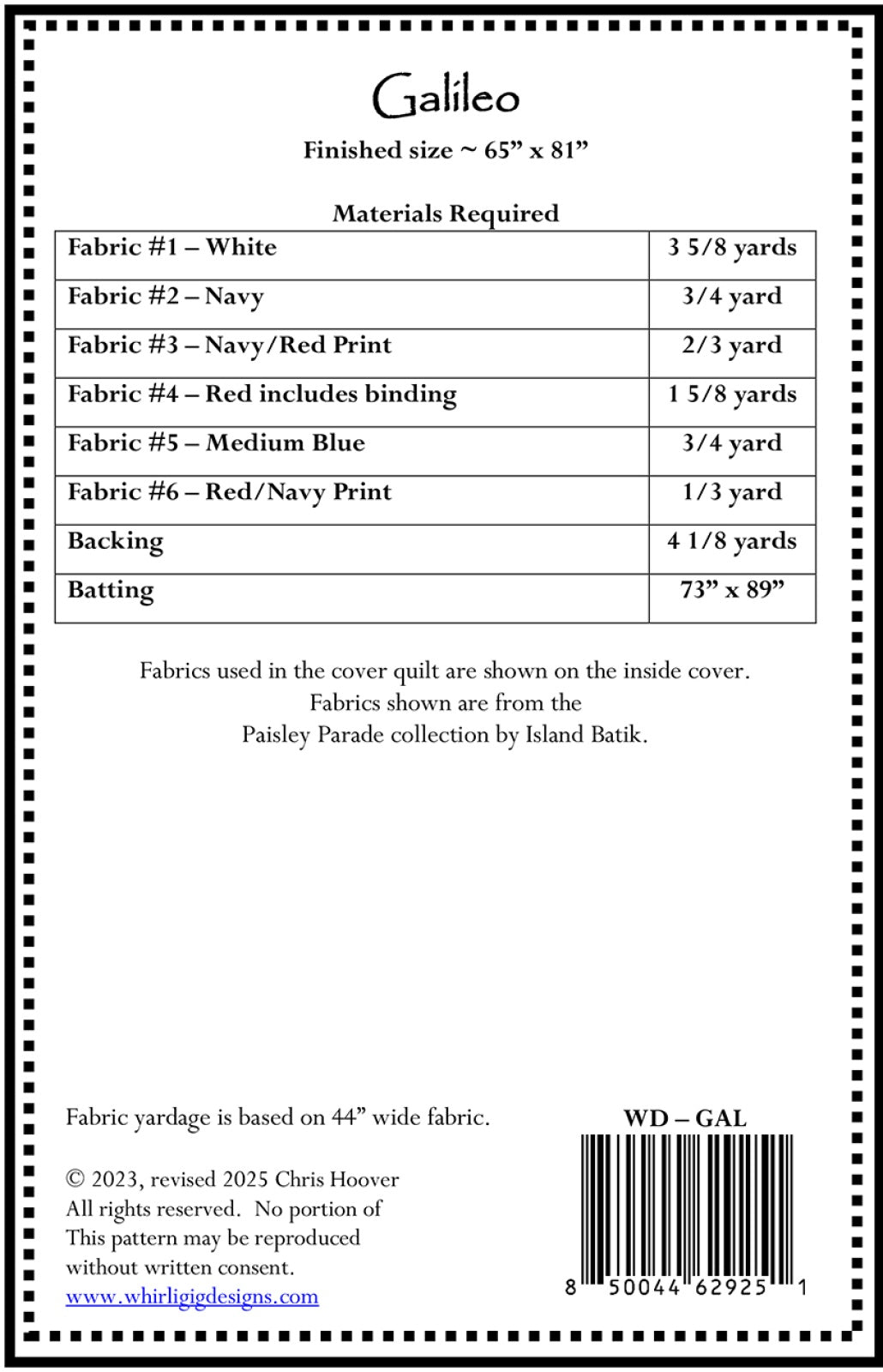Galileo Quilt Pattern