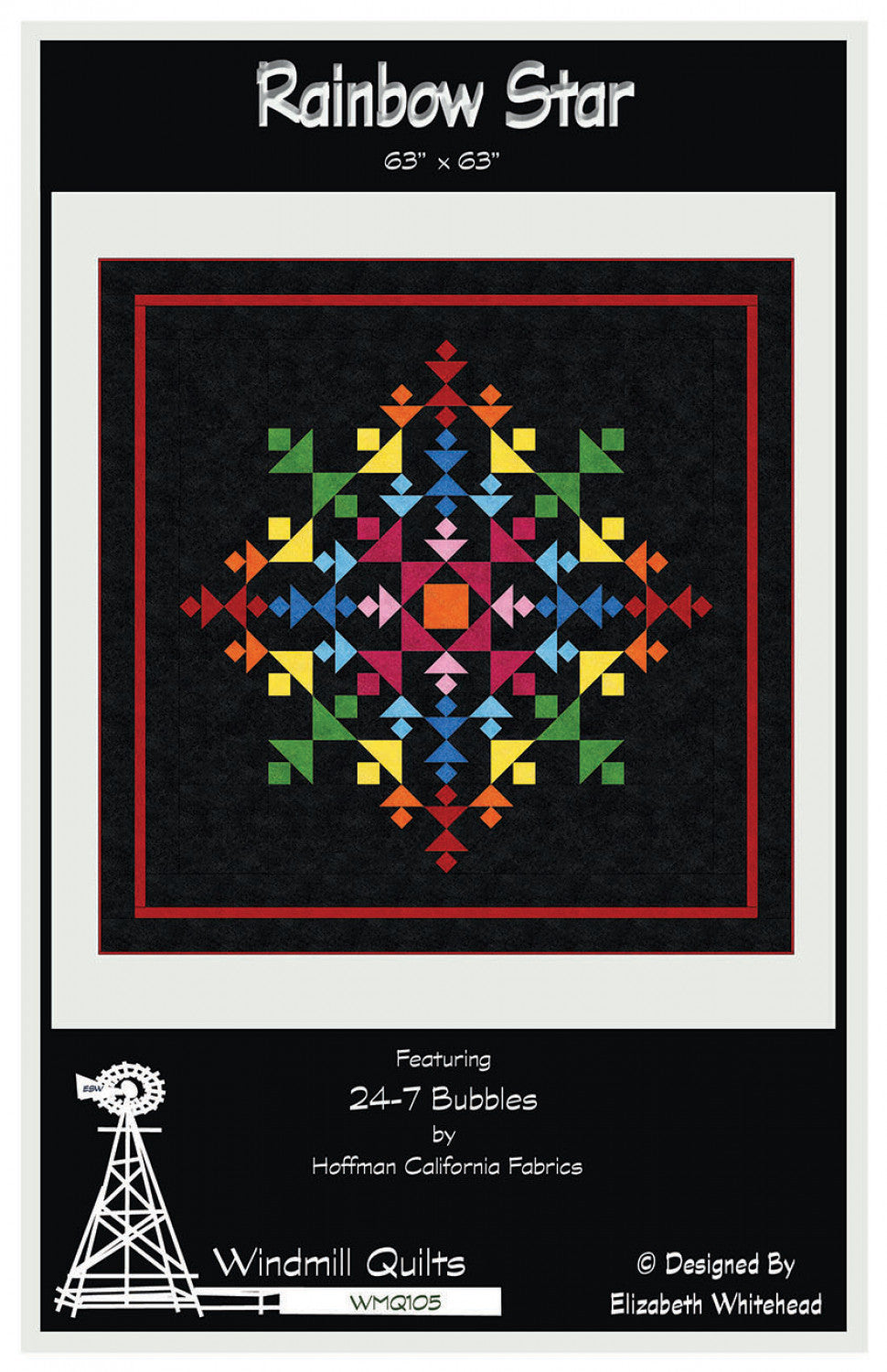 Rainbow Star Dark Quilt Pattern