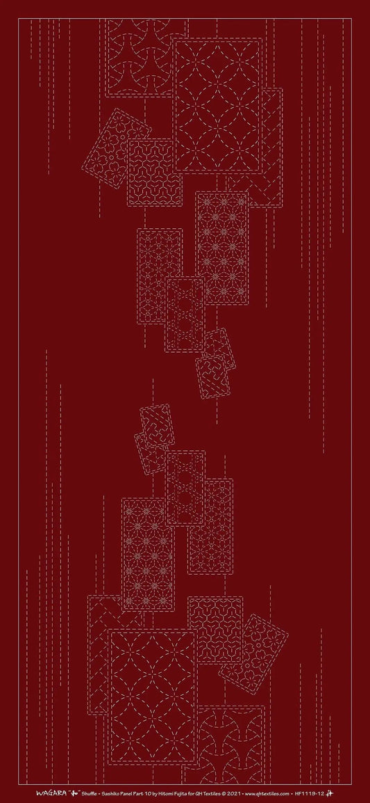 Wagara Sashiko Panel Part 10 Shuffle Red
