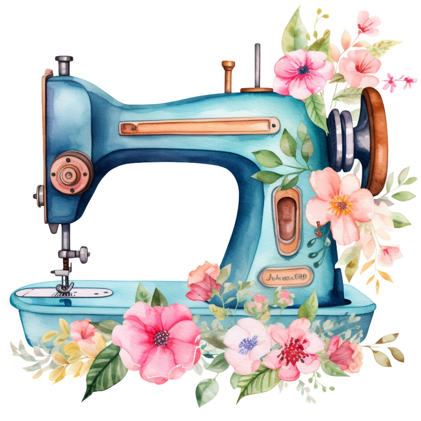 Watercolor Sewing Machines Fabric Panel 1