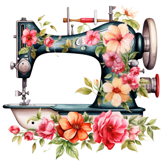 Watercolor Sewing Machines Fabric Panel 2