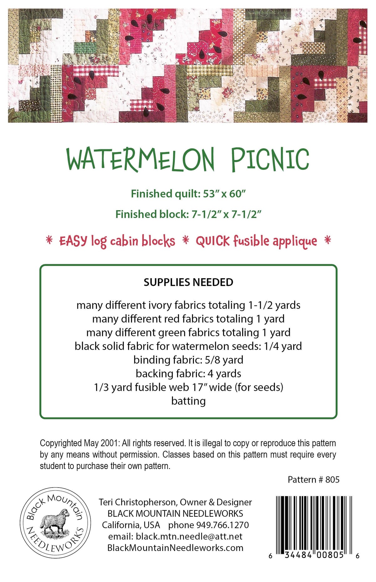 Watermelon Picnic Downloadable Pattern