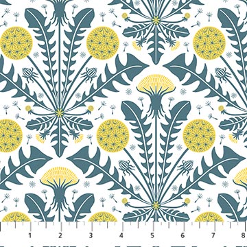 White Dandelion Tender Cotton 44"/45" Fabric Per Yard