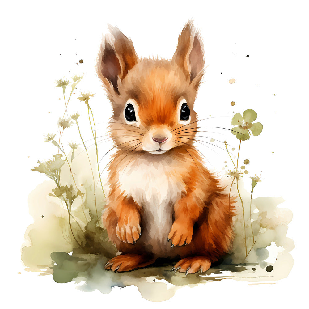 Woodland Baby Squirrel 3 Fabric Panel