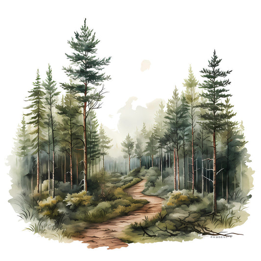 Woodland Forest Scene 4 Fabric Panel