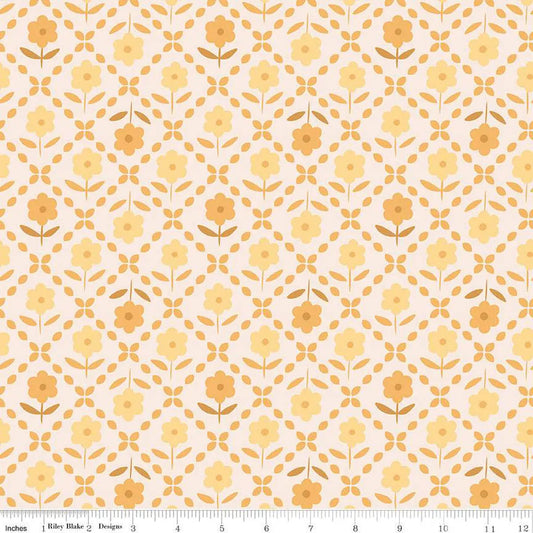 Yellow Bee Plaids Zinnias Marigold Wideback Fabric per yard