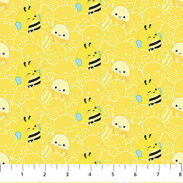 Yellow Bee Squishmallows Cotton 44"/45" Fabric Per Yard