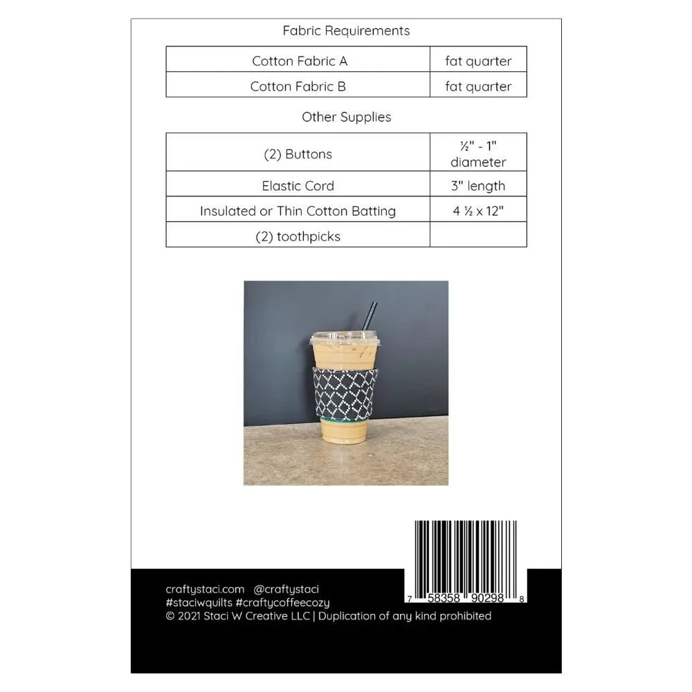 Reversible Coffee Cozy Downloadable Pattern