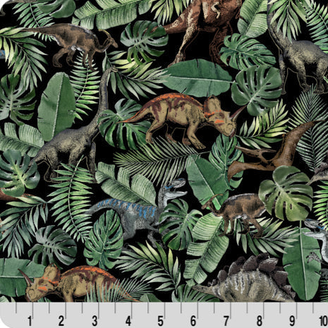 Digital Cuddle Black Jurassic King 58"/60" Fabric per yard
