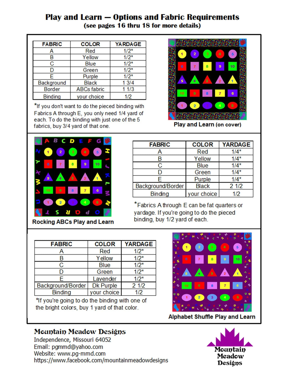 Play and Learn Downloadable Pattern