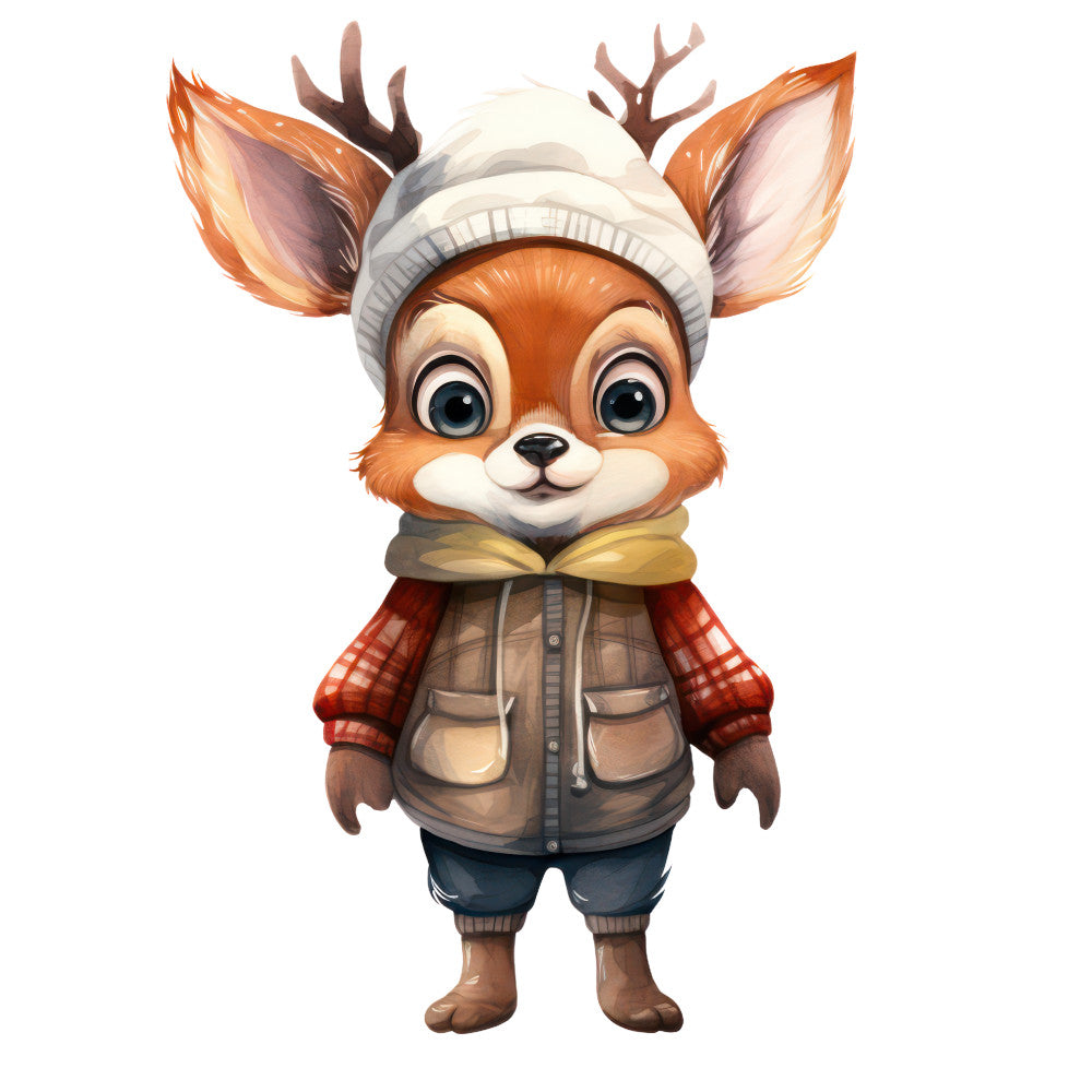 Woodland Animals in Clothes Fabric Panel 6