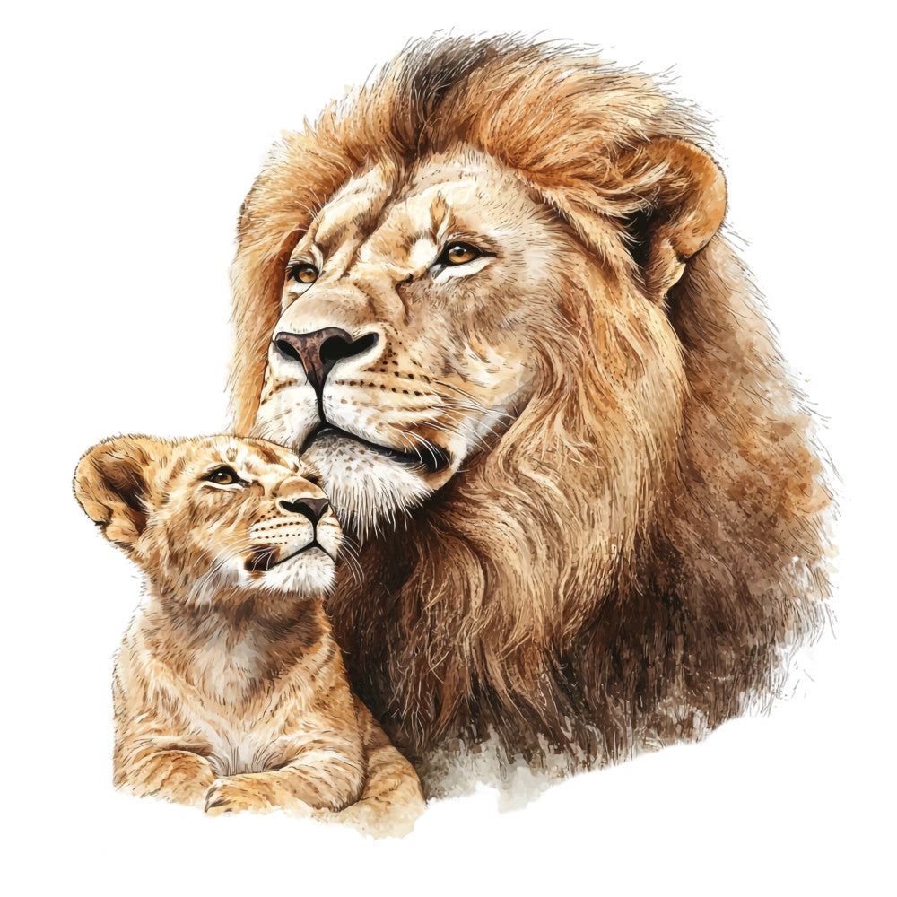 Watercolor Lion Fabric Panel 11
