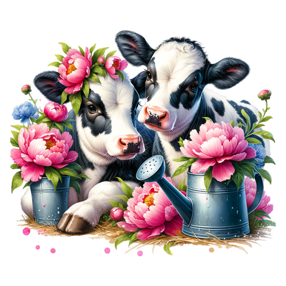 Floral Cows Fabric Panel 7