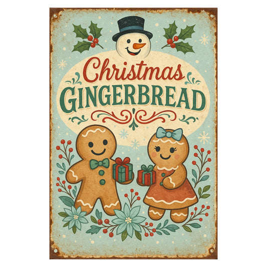 Old Christmas Sign Fabric Panel 6