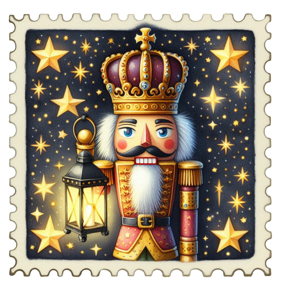 Nutcracker Postage Stamps Fabric Panel 6