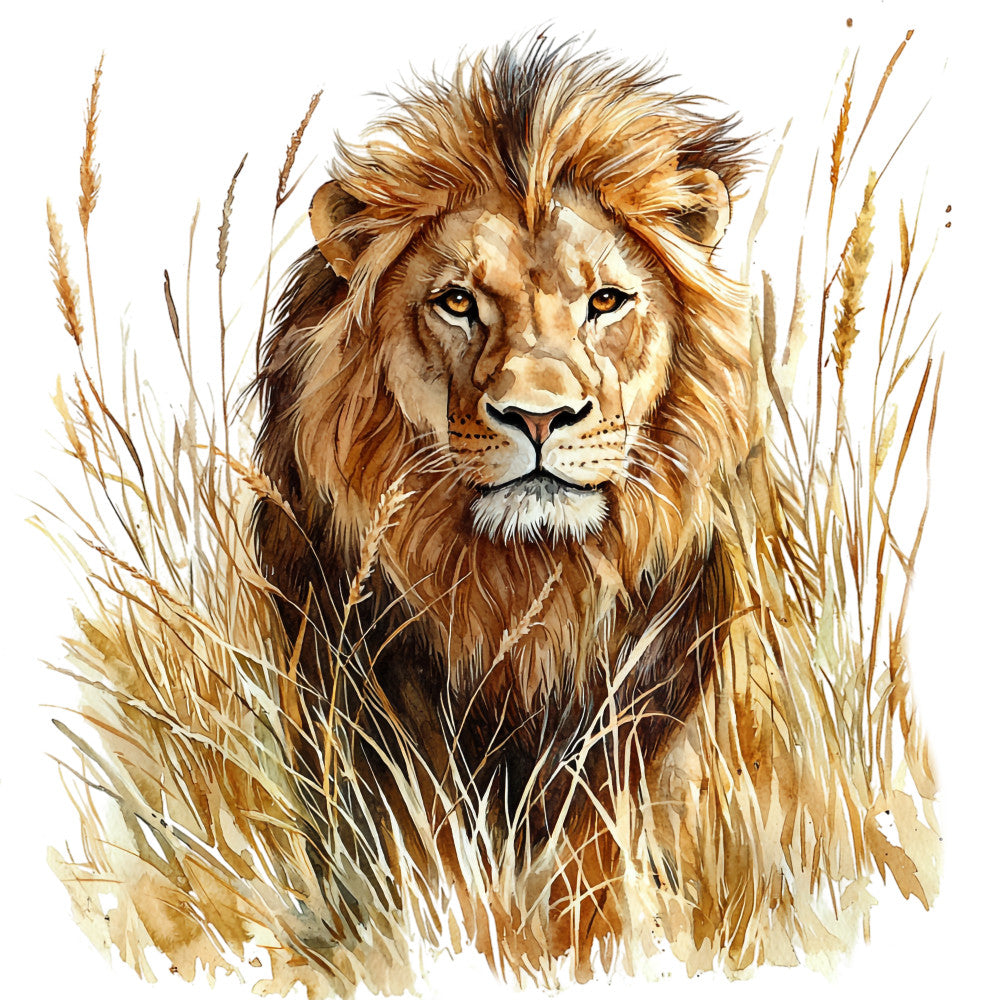 Watercolor Lion Fabric Panel 29