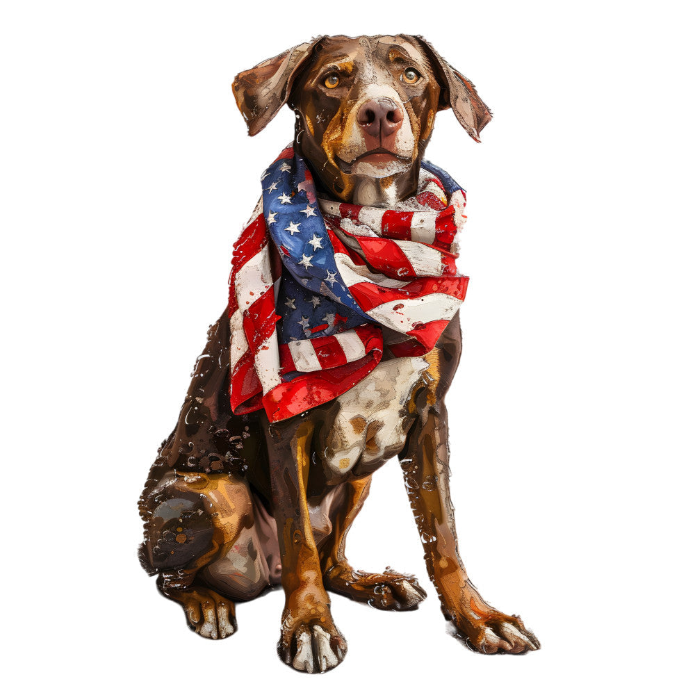 Dogs with American Flag Fabric Panel 15